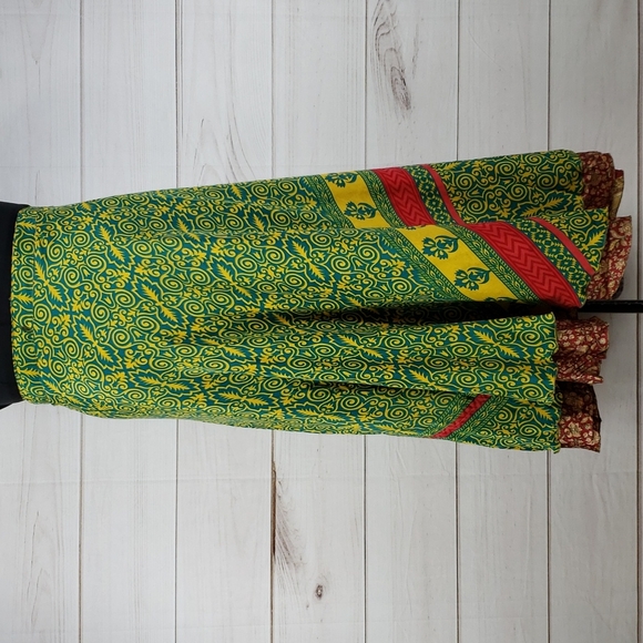 Darn Good Yarn Sari Silk Wrap Skirt Ankle Goddess - Picture 2 of 16